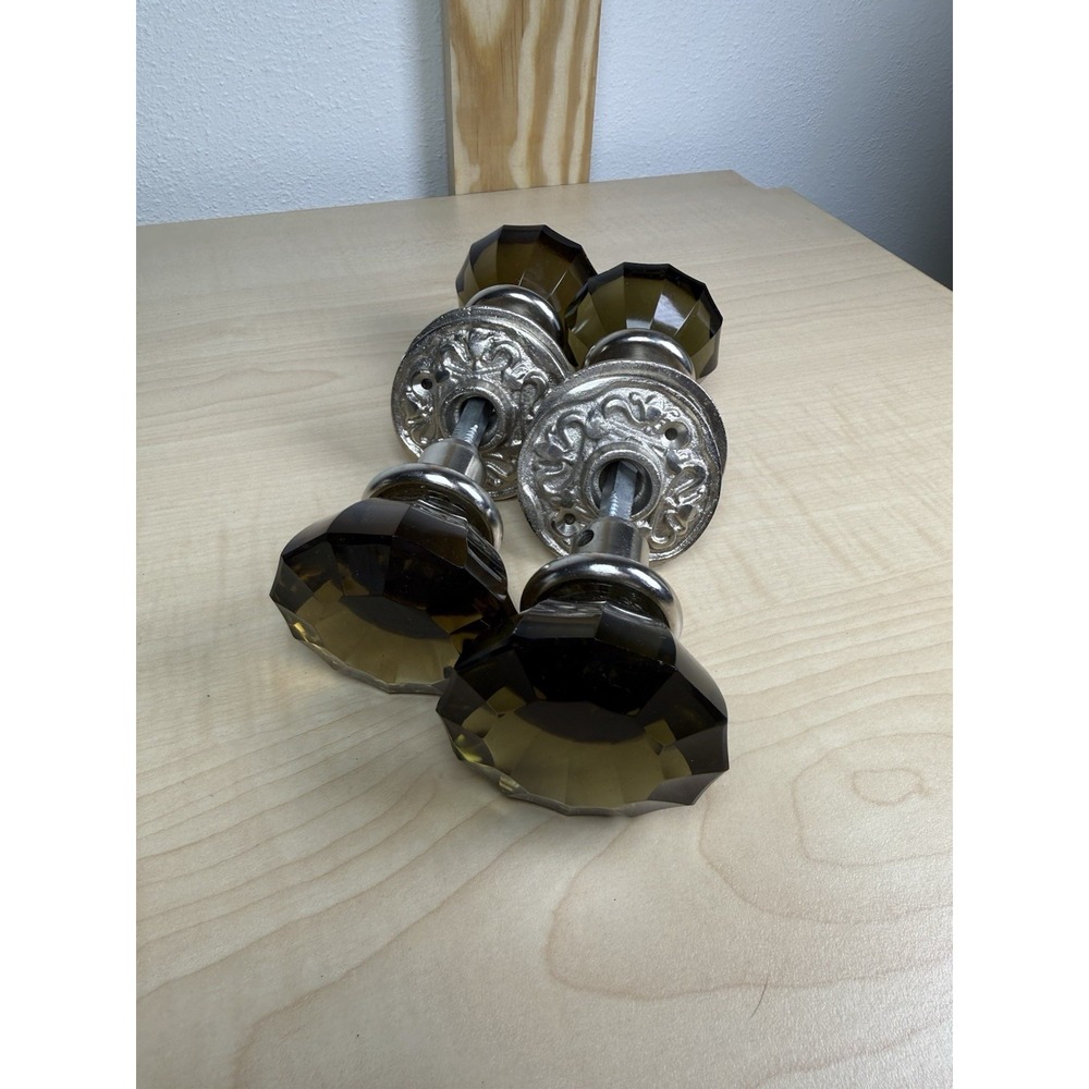 Anthropologie Faceted Crystal Glass Door Knobs Ornate New